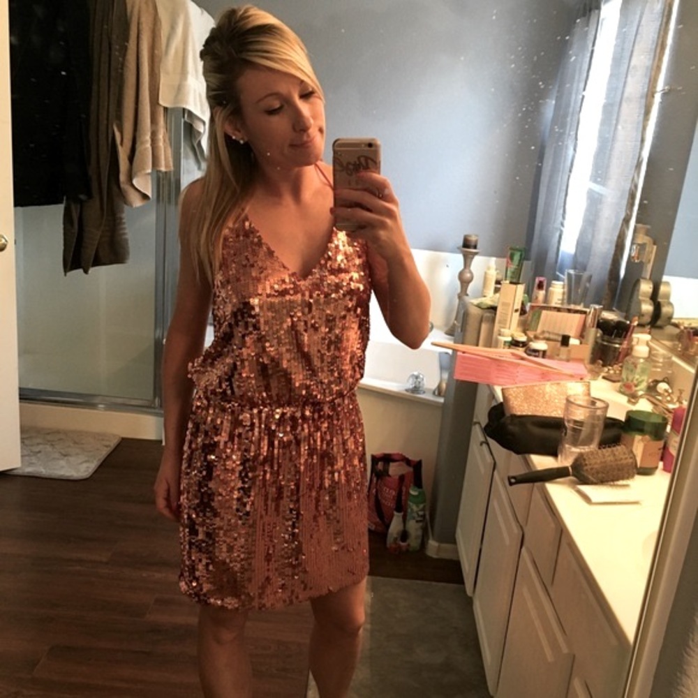 Gudi Rosegold Sequins Dress